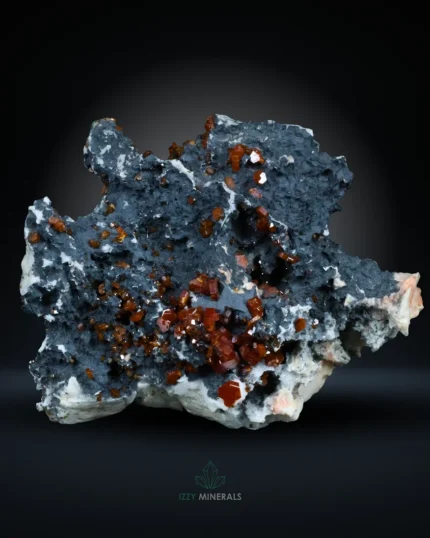 Red Vanadinite Crystals on Black Goethite Matrix | 444 g Large Natural Crystal