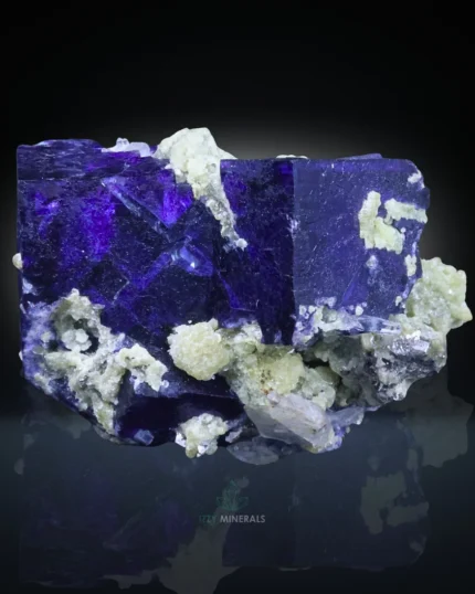 Blue Fluorite with Calcite & Natural Matrix – 222g Collector’s Specimen